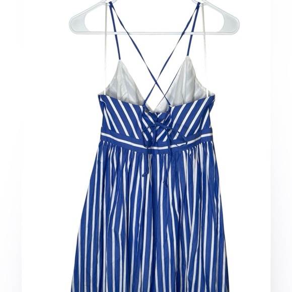 NWT J. Crew Long Drapey Spaghetti Strap Maxi Dress Blue & White Stripe Size 4 - Picture 6 of 14